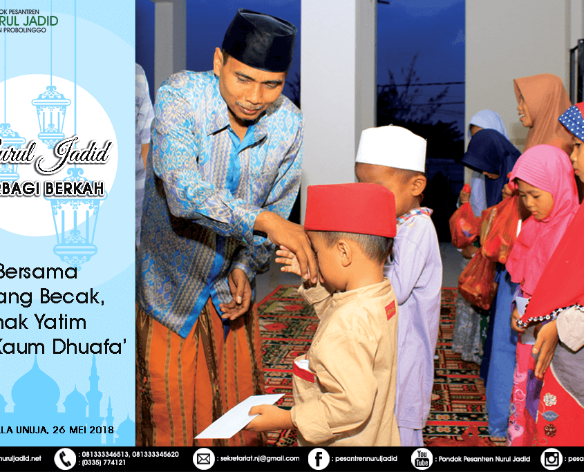 Nurul Jadid berbagi berkah bersama abang tukang becak, kaum dhuafa' dan anak yatim
