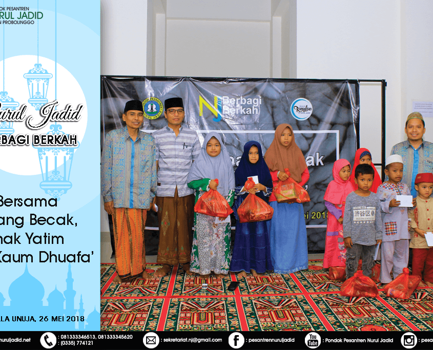 Nurul Jadid berbagi berkah bersama abang tukang becak, kaum dhuafa' dan anak yatim