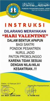 Instruksi Larangan Merayakan Hari Valentine