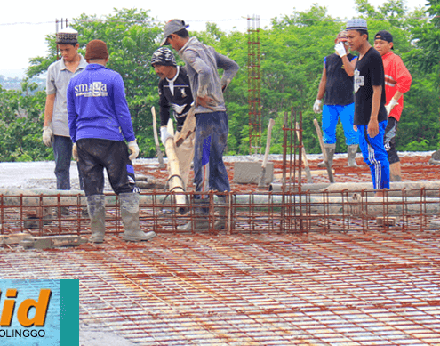 Pengecoran Atap Lantai III Masjid Jami’ Nurul Jadid Hampir Segera Rampung